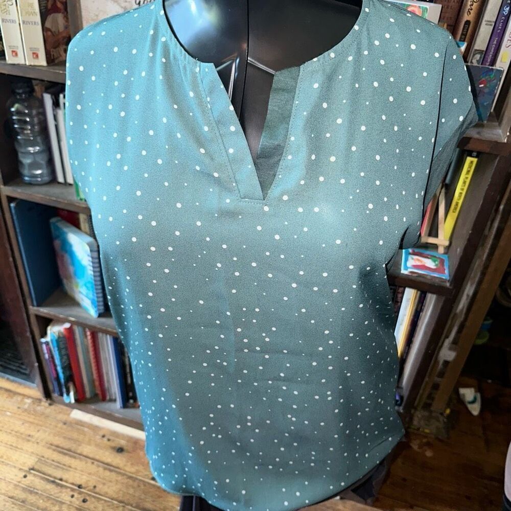 Papermoon Stitchfix split neck polka dot M blouse